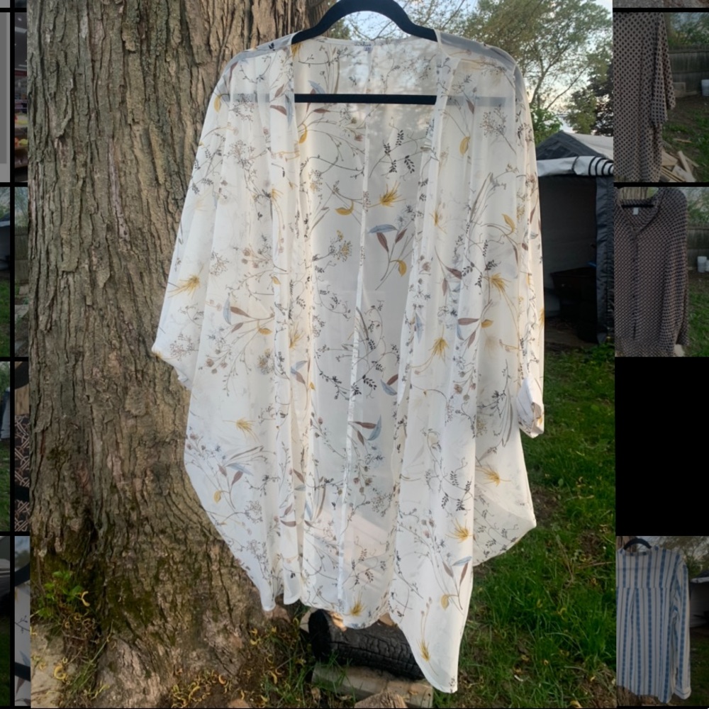 Floral Print Sheer Loose Kimono Cardigan